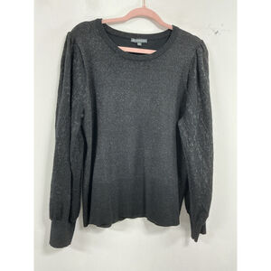Womans Adrienne Papell Pullover Long Sleeve Sweater XL Black Sparkly